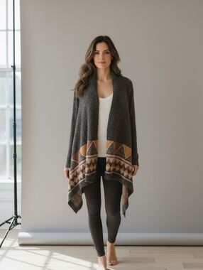 Debut Aztec Southwestern Open Front Cardigan Sweater